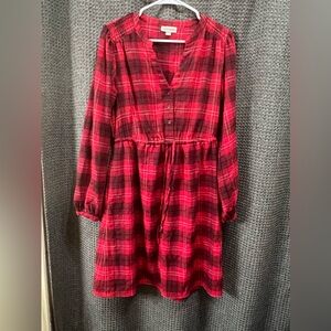 Knox Rose Plaid Drawstring Waist Flannel Dress Size Medium